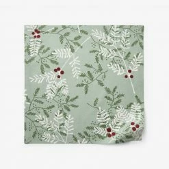 Holiday Berry Sprig 20 in. x 20 in. Green Cotton Napkins (Set of 4) by The Company Store 15 Holiday Berry Sprig 20 in. x 20 in. Green Cotton Napkins (Set of 4) by The Company Store -Table Linens Shop greens the company store cloth napkins napkin rings 83201d os green 1d 1000