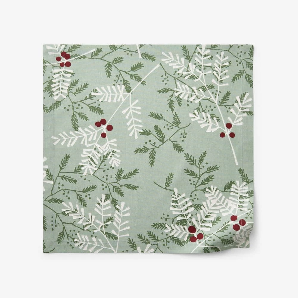 Holiday Berry Sprig 20 in. x 20 in. Green Cotton Napkins (Set of 4) by The Company Store 7 Holiday Berry Sprig 20 in. x 20 in. Green Cotton Napkins (Set of 4) by The Company Store - Image 5