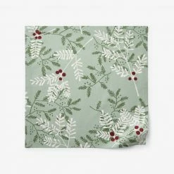 Holiday Berry Sprig 20 in. x 20 in. Green Cotton Napkins (Set of 4) by The Company Store 18 Holiday Berry Sprig 20 in. x 20 in. Green Cotton Napkins (Set of 4) by The Company Store -Table Linens Shop greens the company store cloth napkins napkin rings 83201d os green c3 1000