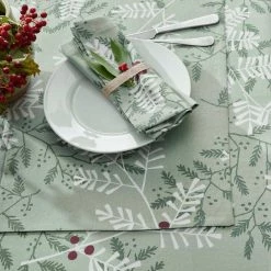 Holiday Berry Sprig 20 in. x 20 in. Green Cotton Napkins (Set of 4) by The Company Store 12 Holiday Berry Sprig 20 in. x 20 in. Green Cotton Napkins (Set of 4) by The Company Store -Table Linens Shop greens the company store cloth napkins napkin rings 83201d os green e1 1000