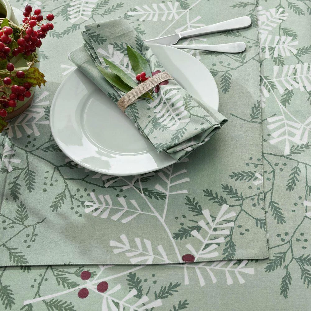 Holiday Berry Sprig 20 in. x 20 in. Green Cotton Napkins (Set of 4) by The Company Store 4 Holiday Berry Sprig 20 in. x 20 in. Green Cotton Napkins (Set of 4) by The Company Store - Image 2