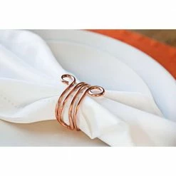Copper Wire Elegant 1.5 in. W x 1.25 in. H Napkin Rings (Set of 4) Perfect For Holidays, Events And Special Dinners by Alchemade -Table Linens Shop metallics alchemade cloth napkins napkin rings alch 6102 76 1000