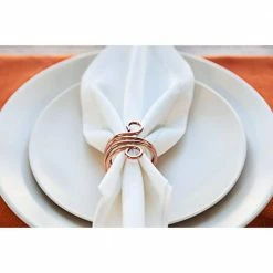 Copper Wire Elegant 1.5 in. W x 1.25 in. H Napkin Rings (Set of 4) Perfect For Holidays, Events And Special Dinners by Alchemade -Table Linens Shop metallics alchemade cloth napkins napkin rings alch 6102 fa 1000