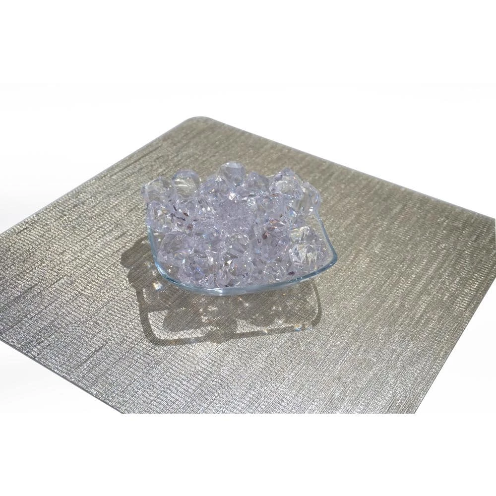 Galaxy Metallic 15 in. x 15 in. Champagne Vinyl Smooth Linear Striped Textured Reversible Rectangular Placemat Set of 4 by Dainty Home 6 Galaxy Metallic 15 in. x 15 in. Champagne Vinyl Smooth Linear Striped Textured Reversible Rectangular Placemat Set of 4 by Dainty Home - Image 4