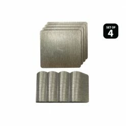 Galaxy Metallic 15 in. x 15 in. Champagne Vinyl Smooth Linear Striped Textured Reversible Rectangular Placemat Set of 4 by Dainty Home -Table Linens Shop metallics dainty home placemats 4galsq1515ch 44 1000