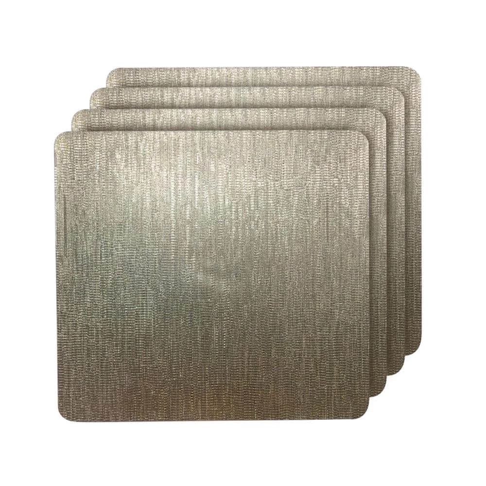 Galaxy Metallic 15 in. x 15 in. Champagne Vinyl Smooth Linear Striped Textured Reversible Rectangular Placemat Set of 4 by Dainty Home 3 Galaxy Metallic 15 in. x 15 in. Champagne Vinyl Smooth Linear Striped Textured Reversible Rectangular Placemat Set of 4 by Dainty Home