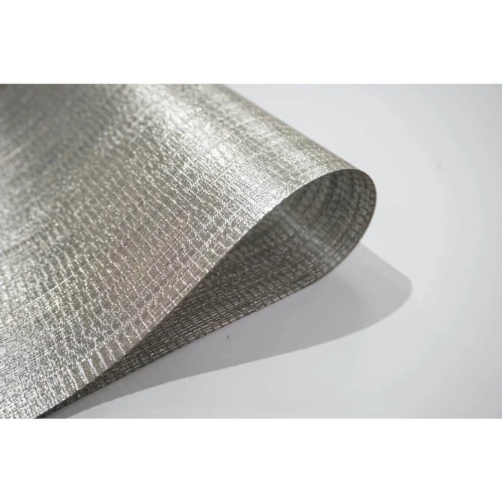 Galaxy Metallic 15 in. x 15 in. Champagne Vinyl Smooth Linear Striped Textured Reversible Rectangular Placemat Set of 4 by Dainty Home 4 Galaxy Metallic 15 in. x 15 in. Champagne Vinyl Smooth Linear Striped Textured Reversible Rectangular Placemat Set of 4 by Dainty Home - Image 2