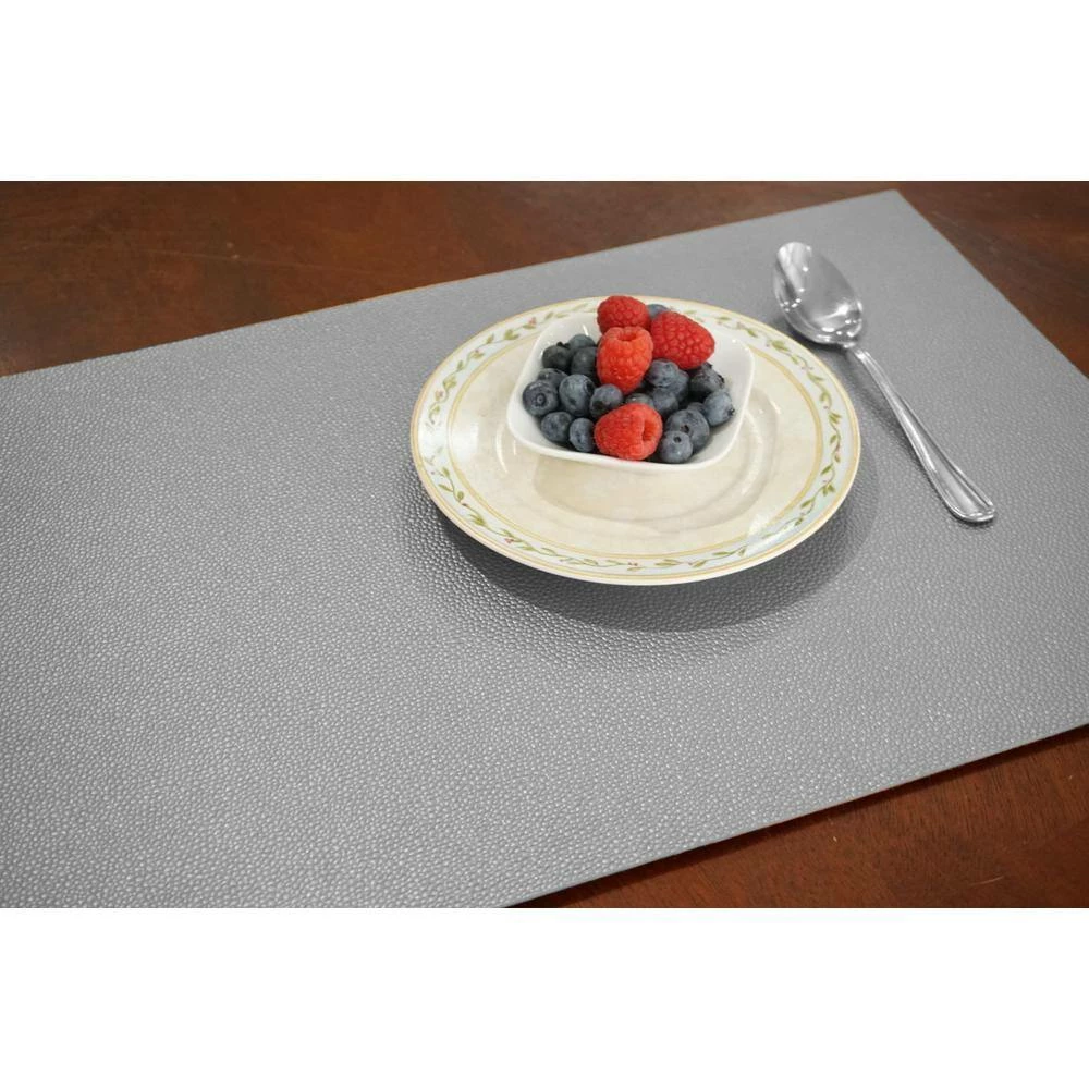 Pebble Silver Faux Leather Placemat (Set of 4) by Dainty Home 5 Pebble Silver Faux Leather Placemat (Set of 4) by Dainty Home - Image 3