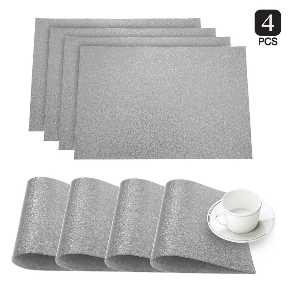 Pebble Silver Faux Leather Placemat (Set of 4) by Dainty Home 6 Pebble Silver Faux Leather Placemat (Set of 4) by Dainty Home - Image 4