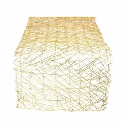 Gold Metallic Woven Paper Table Runner by DII