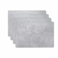 18 in. x 12 in. Sliver Vinyl Placemats (Set of 4) by Hillstry