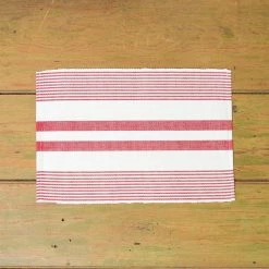 Ribbed Red&White Placemat, 13 in. x 19 in., Multi, Cotton, Set of 6 by C&F HOME -Table Linens Shop multi c f home placemats 842621703s6 4f 1000
