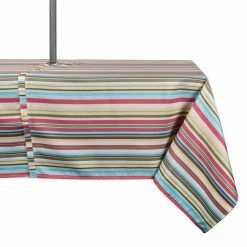 Outdoor 60 in. x 120 in. Summer Stripe Polyester with Zipper Tablecloth by DII