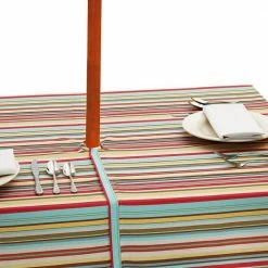 Outdoor 60 in. x 120 in. Summer Stripe Polyester with Zipper Tablecloth by DII -Table Linens Shop multi dii tablecloths camz34859 76 1000