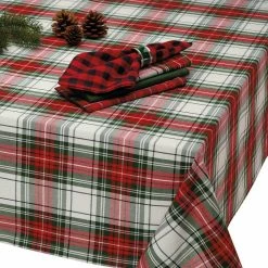 Christmas 60 in. x 104 in. Red and Green Plaid Cotton Tablecloth by DII -Table Linens Shop multi dii tablecloths camz35906 1f 1000