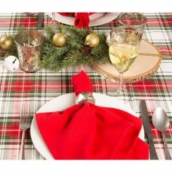 Christmas 60 in. x 104 in. Red and Green Plaid Cotton Tablecloth by DII -Table Linens Shop multi dii tablecloths camz35906 31 1000