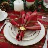 17 in. W x 17 in. L Shimmering Plaid Holiday Christmas Red/Green Napkins (Set of 4) by Elrene