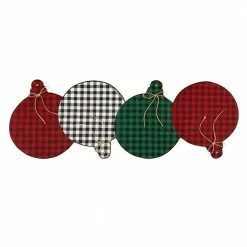 Farmhouse Living Holiday 14 in. W x 40 in. L Red and Green Rustic Ornaments Burlap Table Runner 1-Piece by Elrene