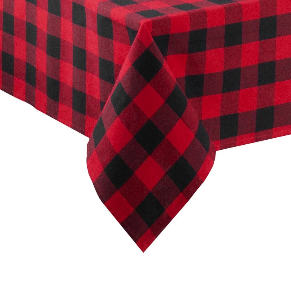 Farmhouse Living Holiday 60 in. W x 84 in. L Red and Black Buffalo Check Cotton Tablecloth by Elrene 3 Farmhouse Living Holiday 60 in. W x 84 in. L Red and Black Buffalo Check Cotton Tablecloth by Elrene
