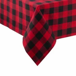 Farmhouse Living Holiday 60 in. W x 120 in. L Red and Black Buffalo Check Cotton Tablecloth by Elrene