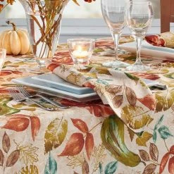 60 in. W x 144 in. L Multi Color Gourd Gathering Fall Printed Tablecloth by Elrene 7 60 in. W x 144 in. L Multi Color Gourd Gathering Fall Printed Tablecloth by Elrene -Table Linens Shop multi elrene tablecloths 91123mlt 4f 1000