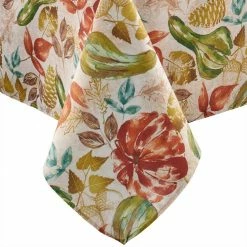 60 in. W x 144 in. L Multi Color Gourd Gathering Fall Printed Tablecloth by Elrene