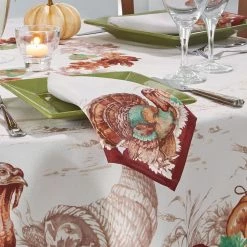 60 in. W x 120 in. L Multi Color Holiday Turkey Bordered Fall Tablecloth by Elrene -Table Linens Shop multi elrene tablecloths 91130mlt 4f 1000