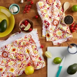 Worn Tiles Orange/Yellow Kitchen Towel Set by Fiesta -Table Linens Shop multi fiesta kitchen towels k2004113tdfi 1wm 31 1000