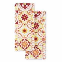 Worn Tiles Orange/Yellow Kitchen Towel Set by Fiesta