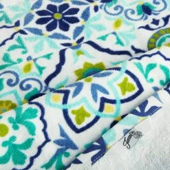 Worn Tiles Blue Multicolored Cotton Kitchen Towel Set (Set of 2) by Fiesta -Table Linens Shop multi fiesta kitchen towels k2004113tdfi 401 c3 1000
