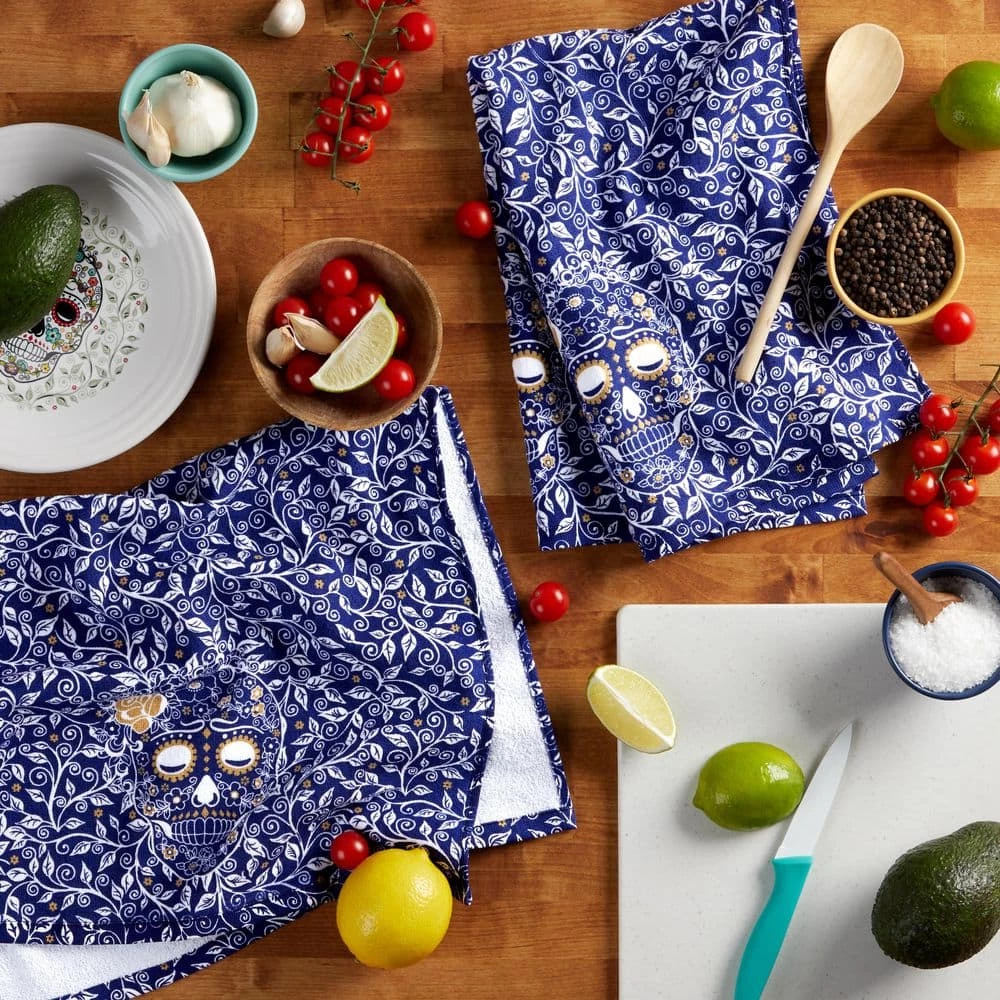 Skull and Vine Dark Blue/White Kitchen Towel Set by Fiesta 5 Skull and Vine Dark Blue/White Kitchen Towel Set by Fiesta - Image 3
