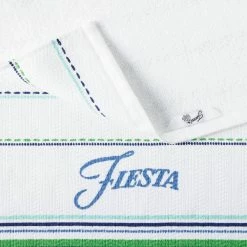 Printed Logo Blue / Green / Yellow Striped Cotton Kitchen Towel (Set of 2) by Fiesta -Table Linens Shop multi fiesta kitchen towels k2014125tdfi 902 66 1000
