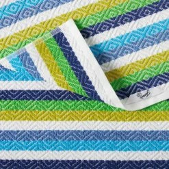 Diamonte Blue / Green / Yellow Striped Cotton Kitchen Towel (Set of 2) by Fiesta -Table Linens Shop multi fiesta kitchen towels k2014129tdfi 902 66 1000