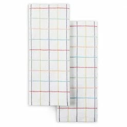 Grand Canyon White/Blue/Red Grid Cotton Kitchen Towel (Set of 2) by Fiesta