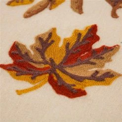 72 in. L Fall Embroidered Leaves Tabletop Runner by Glitzhome -Table Linens Shop multi glitzhome table runners 1211202518 4f 1000