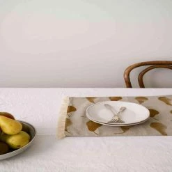 Amelia 13 in. W x 1 in. L Brown/Yellow Geometric Cotton Table Runner Pale Yellow Pear Pattern Placemats (Set of 8) by HomeRoots -Table Linens Shop multi homeroots table runners 2000388985 31 1000