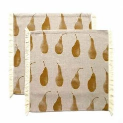 Amelia 13 in. W x 1 in. L Brown/Yellow Geometric Cotton Table Runner Pale Yellow Pear Pattern Placemats (Set of 8) by HomeRoots