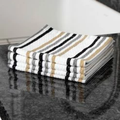 Stripe Neutral Print Dual Dish Cloth Set (Set of 4) by T-fal -Table Linens Shop multi kitchen towels 23453 1f 1000