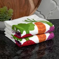 Veggies Print Dual Cotton Kitchen Towel Set (Set of 2) by T-fal -Table Linens Shop multi kitchen towels 62445a 44 1000