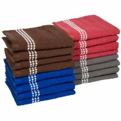 Multi-Colored Terry Weave 100% Cotton Kitchen Towel Set (Set of 16) by Unbranded