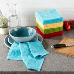 Multi-Color Circle Pattern Weave Cotton Kitchen Dish Cloth Set (16-Pieces) by Lavish Home -Table Linens Shop multi lavish home kitchen towels 69hd 004dc 31 1000