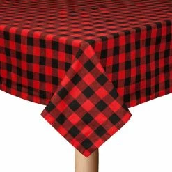 Buffalo Check 70 in. Round Black/Red 100% Cotton Table Cloth for any Table by Lintex