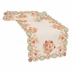 20 in. x 20 in. Reflecting Pond Blue Garden Trellece Lace Trim Napkins (Set of 4) by Manor Luxe