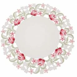 Lush Rosette 16 in. Embroidered Cutwork Round Placemats (Set of 4) by Manor Luxe