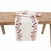 16 in. x 36 in. Holly Berry Branch Crewel Embroidered Christmas Table Runner, Natural by Manor Luxe