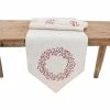 15 in. x 70 in. Linen Blend Holly Berry Wreath Embroidered Christmas Table Runner, Natural by Manor Luxe -Table Linens Shop multi manor luxe table runners xd198211570ln 64 1000
