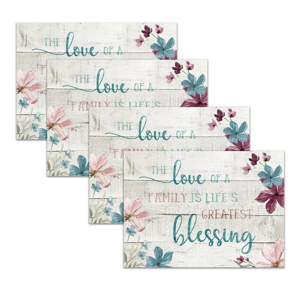 MHF Home Love of Family Multi-Colored 18 in. W x 13 in. L Polypropylene Placemat Set (4-Pack) by Morgan Home 5 MHF Home Love of Family Multi-Colored 18 in. W x 13 in. L Polypropylene Placemat Set (4-Pack) by Morgan Home - Image 3