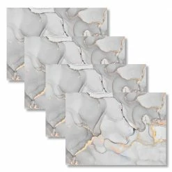 MHF Home 18 in. x 13 in. Polypropylene Gray Fluid Marble Placemats (Set of 4) by Morgan Home