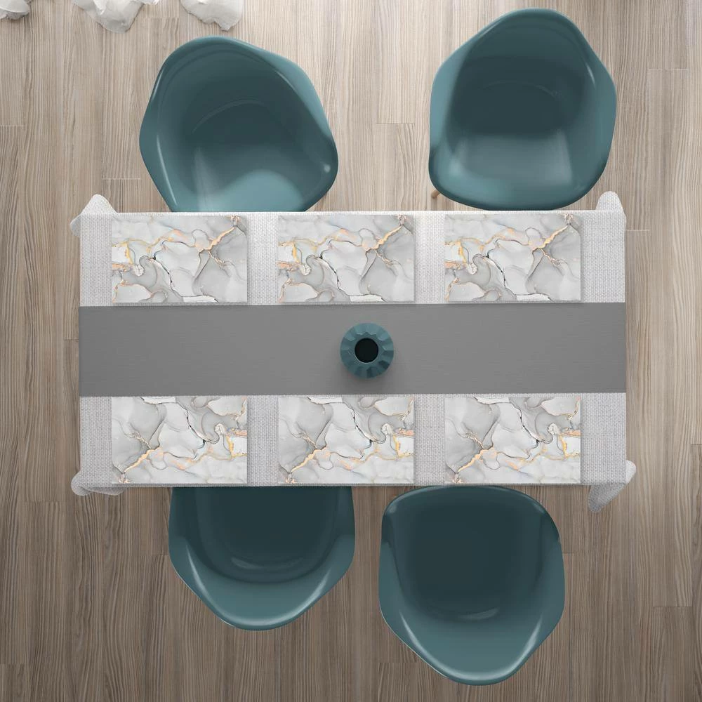 MHF Home 18 in. x 13 in. Polypropylene Gray Fluid Marble Placemats (Set of 6) by Morgan Home 5 MHF Home 18 in. x 13 in. Polypropylene Gray Fluid Marble Placemats (Set of 6) by Morgan Home - Image 3