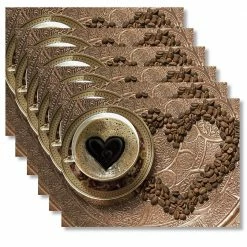 MHF Home 18 in. x 13 in. Polypropylene Coffee Love Placemats (Set of 6) by Morgan Home